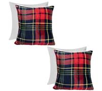 OHS Check Cushions with Covers 45 x 45, Christmas Throw Pillows Tartan Decorative Super Soft Scatter Christmas Cushions for Living Room Bedroom - Set of 2, Red