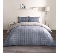OHS Check Duvet Cover Bedding Set Quilt Pillowcase in Navy | Size: Double OHS Navy Double