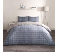 OHS Check Duvet Cover Bedding Set Quilt Pillowcase, Navy/grey - King