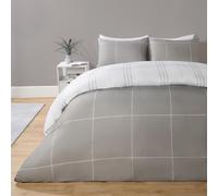OHS Check Duvet Cover Set Bedding Reversible Quilt Square Soft Geo with Pillowcases in Light Grey | Size: King OHS Light Grey King
