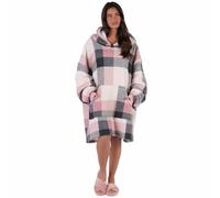 Ohs Check Hoodie Blanket Soft Wearable Sherpa Oversized Sweatshirt, Blush