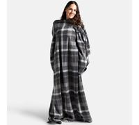 OHS Check Tartan TV Blanket Polar Fleece Wearable Throw in Grey OHS Grey