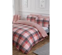 Ohs Check Teddy Duvet Cover Pillowcase Bedding Set, Blush - Single