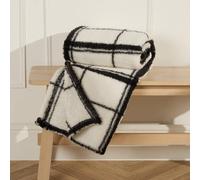 OHS Check Teddy Fleece Throw Over Bed Blanket Plush Winter Foldable Soft Warm Travel in White OHS White