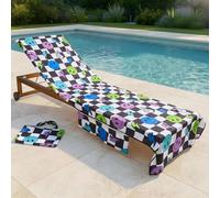 OHS Checkerboard Beach Towel with Bag Quick Dry Absorbent Travel Spa OHS Multicolor