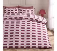 Ohs Checkerboard Bedding Set Microfibre Duvet Cover With Pillowcase, Burgundy/pink - Double