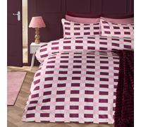 OHS Checkerboard Bedding Set Microfibre Duvet Cover with Pillowcase in Burgundy | Size: Double OHS Burgundy Double