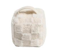 OHS Checkered Cube Door Stops Indoors with Handle, Soft Fluffy Decorative Door Stops for Home and Office Cube Doorstop Weighted Home Interior Doorstop Stopper Floor Decorative, Cream