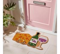 OHS Cheese Wine Shaped Front Door Mat Inside Coir Door Mats, Multi 45x75cm | Novelty Style Welcome Mat Non-Slippery Heavy Duty Washable Door Mat Dirt Trapping Hallway Entrance Rug Indoor Outdoor Doormat