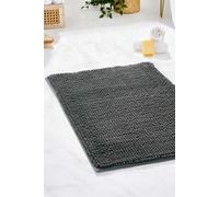 OHS Chenille Bath Mat Noodle Absorbent Non-Slip Soft Shower in Dark Grey OHS Dark Grey