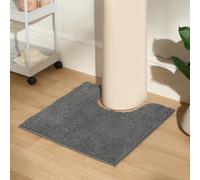 OHS Chenille Pedestal Bath Mat Absorbent Non-Slip Soft Shower in Charcoal OHS Charcoal
