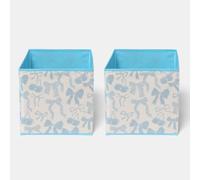 OHS Cherry Bow Cube Storage Boxes Collapsible Cube Boxes 2 Pack, Blue/White
