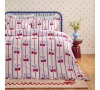 OHS Cherry Bow Frill Edge Coverless Duvet Single, 7.5 Tog Quilt Duvet, Blue | Gifts for Women Soft Warm Microfibre Summer Duvet Comfy Lightweight Bedding with Pillowcase Travel Camping Blanket Washable