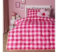 OHS Cherry Bow Gingham Kids 7.5 Tog Coverless Duvet Bedding Set in Pink | Size: Single OHS Pink Single