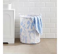 OHS Cherry Bow Print Baby Laundry Basket Kids Clothes Toy Basket,Blue/White