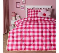 Ohs Cherry Bows Gingham 7.5 Tog Coverless Duvet With Pillowcase Kids Bedding Set, Single - Red