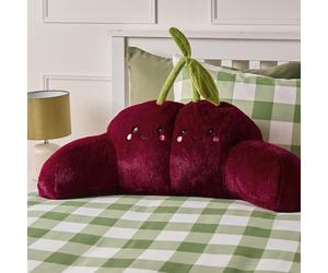 OHS Cherry Character Cuddle Cushion for Adults, Valentines Gifts Comfy Reading Pillows Super Soft Teddy Fleece Kids Cushions with Arms Gaming Pillow Relaxing Comfy Snuggle Cushion, Burgundy