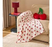 OHS Cherry Embossed Throw Soft Sofa Bed Blanket, Cream - 125 x 150cm | Cherry Embossed Throw in Cream, Soft Brushed Finish for Sofa or Bed, 125 x 150cm