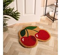 OHS Cherry Shaped Coir Doormat Spring Novelty Non Slip Door Rug | Size: 50 cm x 50 cm OHS Multicolor 50 cm x 50 cm