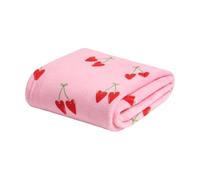 OHS Cherry Throws for Sofas Pink Blanket, Super Soft Warm Cosy Fleece Blanket Decorative Throws Over Bed Settee Comfy Single Bed Throw, Pink/Red - 125 x 150cm