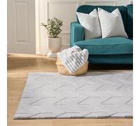 OHS Chervon Scarved Tufted Rugs for Bedroom, Soft Fluffy Living Room Rug Home Decorations Modern Hallway Runner Non Slip Bedroom Rug Medium Low Pile Carpet Area Rugs, Grey - 120 x 170cm