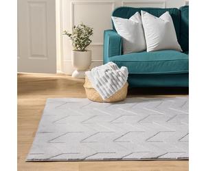 OHS Chervon Scarved Tufted Rugs for Bedroom, Soft Fluffy Small Rugs for Living Room Home Decorations Modern Hallway Runner Non Slip Non Shedding Area Rug Carpet, Grey - 80 x 150cm