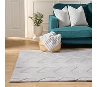 Ohs Chevron Carved Rug Soft Floor Carpet Non Slip Area Mat, Grey - 80Cm X 150Cm