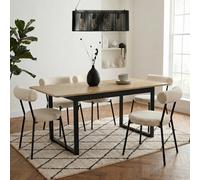 Ohs Chevron Extendable Dining Table Engineered Wood 4-6 Seater - Light Wood