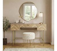 Ohs Chevron Wood Dressing Table 3 Drawer Vanity Makeup Desk
