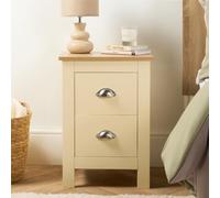 Ohs Chicago 2 Drawer Bedside Cabinet Table Nightstand, Cream