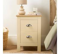 OHS Chicago 2 Drawer Bedside Cabinet Table Nightstand in Cream OHS Cream
