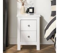 OHS Chicago 2 Drawer Bedside Cabinet Table Nightstand in White OHS White