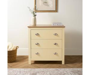 OHS Chicago 3 Drawer Bedside Table Hallway Cabinet Nightstand in Cream OHS Cream