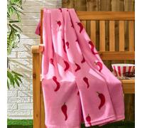 Ohs Chilli Polar Fleece Throw Blanket Lightweight Bedspread, Red - 120 X 150 Cm