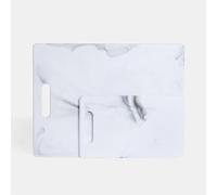 OHS Chopping Board Set of 2 Marble, BPA Free Plastic Chopping Board Non-Slip Scratch Resistant Easy Grip Handle Cutting Boards for Kitchen in Small & Large Size, White/Grey