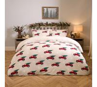 OHS Christmas Bedding, Home Xmas Fleece Duvet Cover King Size Super Soft Warm Winter Fleece Bedding Cosy Sherpa Reversible Christmas Duvet Cover King Size with Pillowcases, Cream