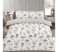 OHS Christmas Bedding Winter Stag, Super Soft Cosy Warm King Size Duvet Cover Sets Charcoal Grey Check Reversible Quilt Christmas Duvet Cover King Size with Pillowcases, Charcoal/White