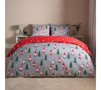 OHS Christmas Bedding, Xmas Nordic Gonk Quilt Double Duvet Set Ultra Soft Cosy Warm Festive Bedding Comfy Reversible Christmas Duvet Set with Pillowcases, Grey/Red