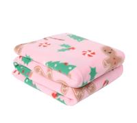 OHS Christmas Blanket Pink Throw Blanket, Soft Warm Christmas Decorations Gingerbread Man Polar Fleece Blanket for Bed Sleepover Travel Kids Rooms Decor Sofa Throw, 120 x 150cm