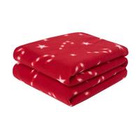 OHS Christmas Blanket Red Throws for Sofas, Soft Cosy Festive Xmas Candy cane Polar Fleece Blanket for Bed Settee Xmas Decorations Christmas Throw Single Bed Throw, 120 x 150cm