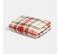 OHS Christmas Blanket Throws for Sofas, Xmas Decorations Soft Warm Cosy Xmas Tartan Check Polar Fleece Blanket for Bed Settee Christmas Throw Single Bed Throw, Red/White - 120 x 150cm