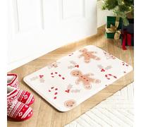 OHS Christmas Door Mat, Christmas Decorations Non Slip Gingerbread Man Inside Door Mat Soft Absorbent Washable Doormat Dirt Trapper Kitchen Hallway Entrance Rug Floor Mats, Natural - 40 x 60cm