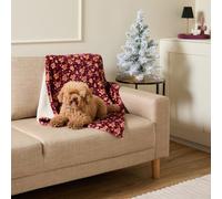 OHS Christmas Gingerbread Man Dog Blanket Sherpa Fleece, Burgundy 70x100cm | Reversible Washable Cat Blanket Bed Sofa Cover Soft Warm Fluffy Pet Blankets for Dogs Kittens Puppies