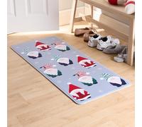 OHS Christmas Gonk Runner Rugs for Hallway, Carpet Runners for Hallways Non Slip Long Festive Seasonal Gonk Xmas Decorations Washable Rugs - Grey, 120 x 50cm