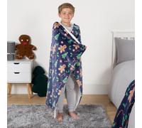 OHS Christmas Hooded Blanket Santa Gingerbread Soft Plush Warm Sherpa Fleece Throw in Dark Navy OHS Dark Navy