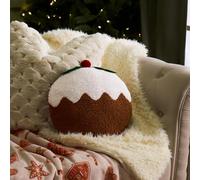 OHS Christmas Pudding Shaped Cushion, Soft Cosy Plush Pillow Decorative Stuffed Novelty Scatter Cushion for Sofa Bed Cute Home Decor Throw Pillow, Brown - 30 x 30 x 5cm