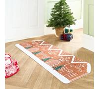 OHS Christmas Runner Rug, Xmas Gingerbread Christmas Rug Super Soft Non-Shedding Non-Slip Runner Rugs for Hallway Xmas Decorations Living Room Kitchen Floor Mat, Brown - 50 x 120cm