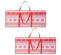 OHS Christmas Storage, 2 x Wrapping Paper Organiser Christmas Wrapping Paper Storage Bags with Interior Pockets Decoration Storing, Nordic Red/White