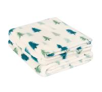 OHS Christmas Throws, Warm Cosy Fleece Throw Tree Print Blanket Thick Ultra Comfy Blanket for Sofa Super Soft Bed Throw Teddy Fleece Blanket - Cream, 150 x 200cm