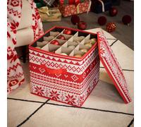OHS Christmas Tree Bauble Storage Box Organiser Nordic Decoration Bag 64 Slots in Red OHS Red